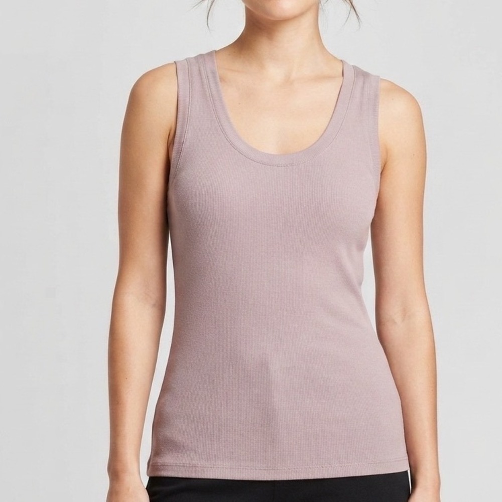 A New Day Womens Ribbed V-Neck Tank Top Light Mauve Purple Large NWT‎